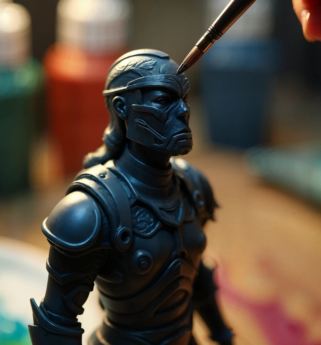 Håndmalet 3D-printet miniature med detaljerede farver og realistisk finish