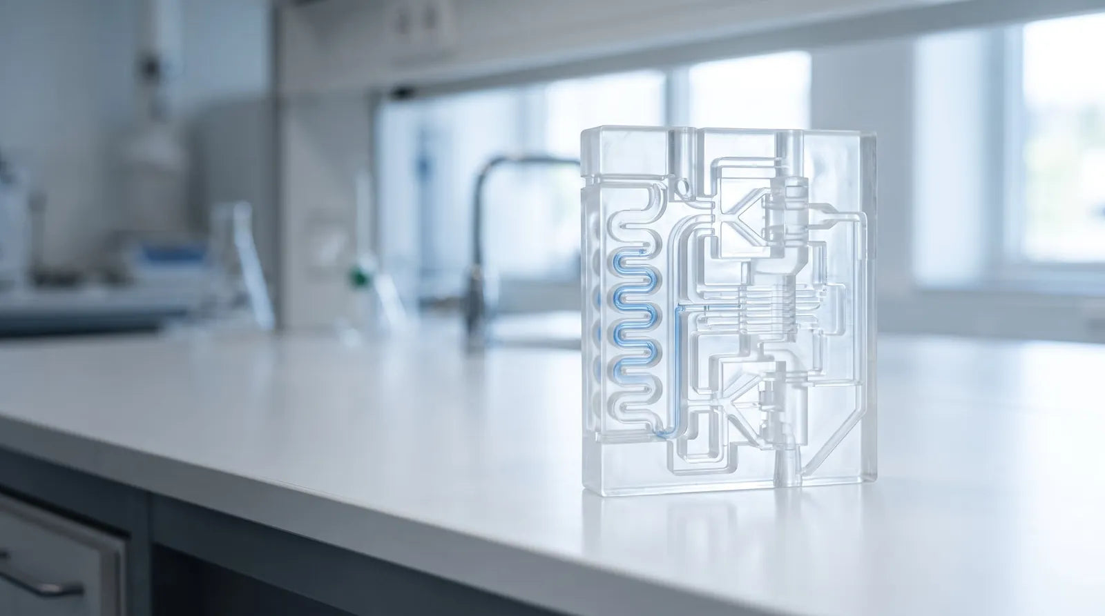 Transparent flowmodel med indre kanaler