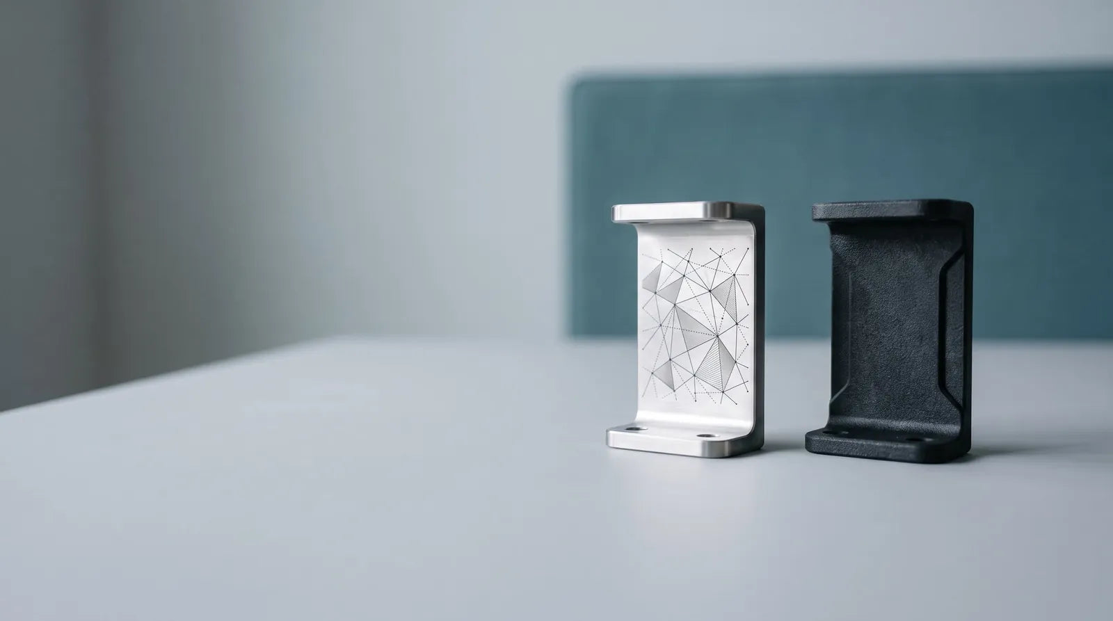 Metalemne mærket med fiberlaser ved siden af printet alternativ