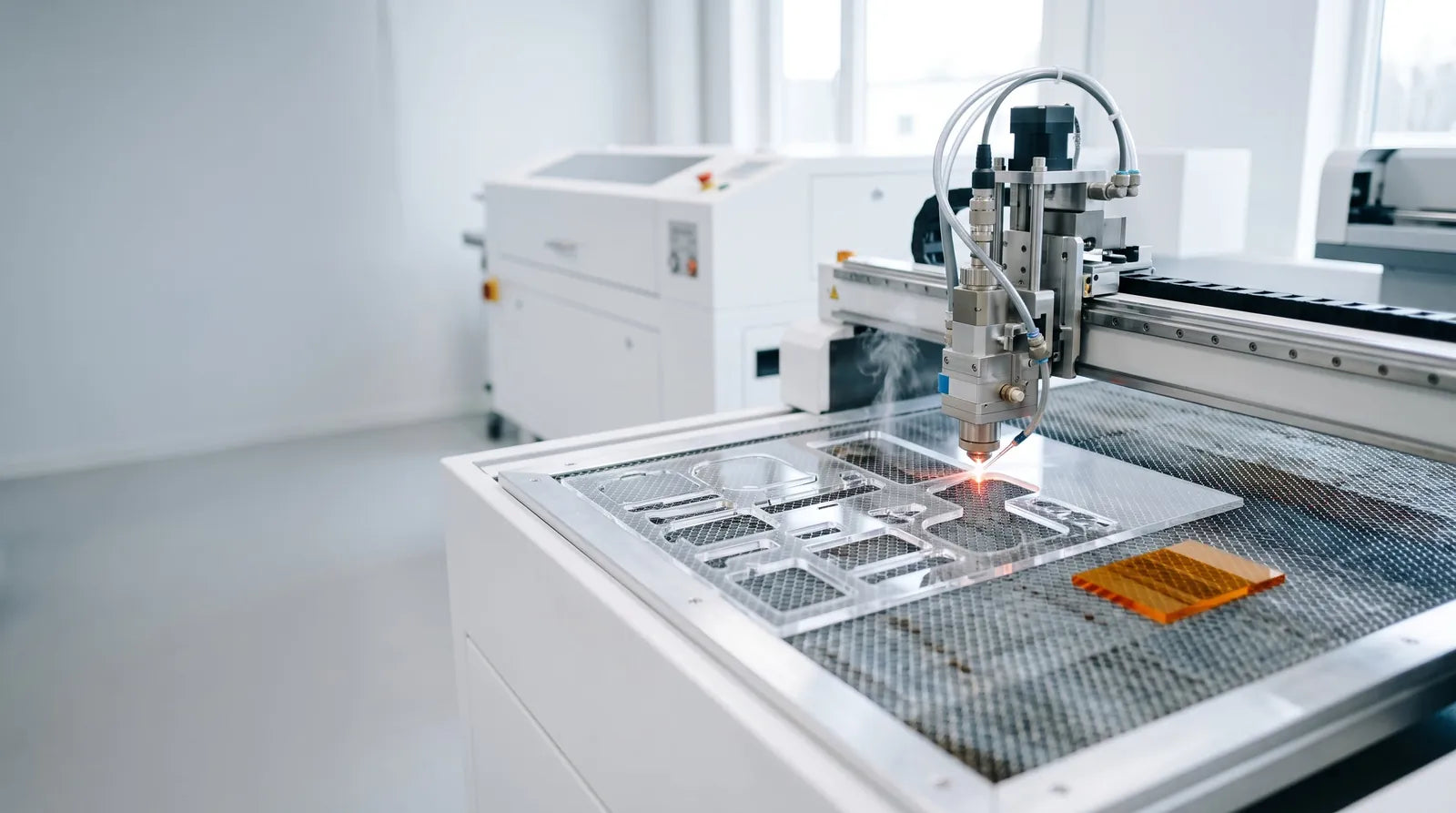 Laserskåret frontpanel i klar akryl
