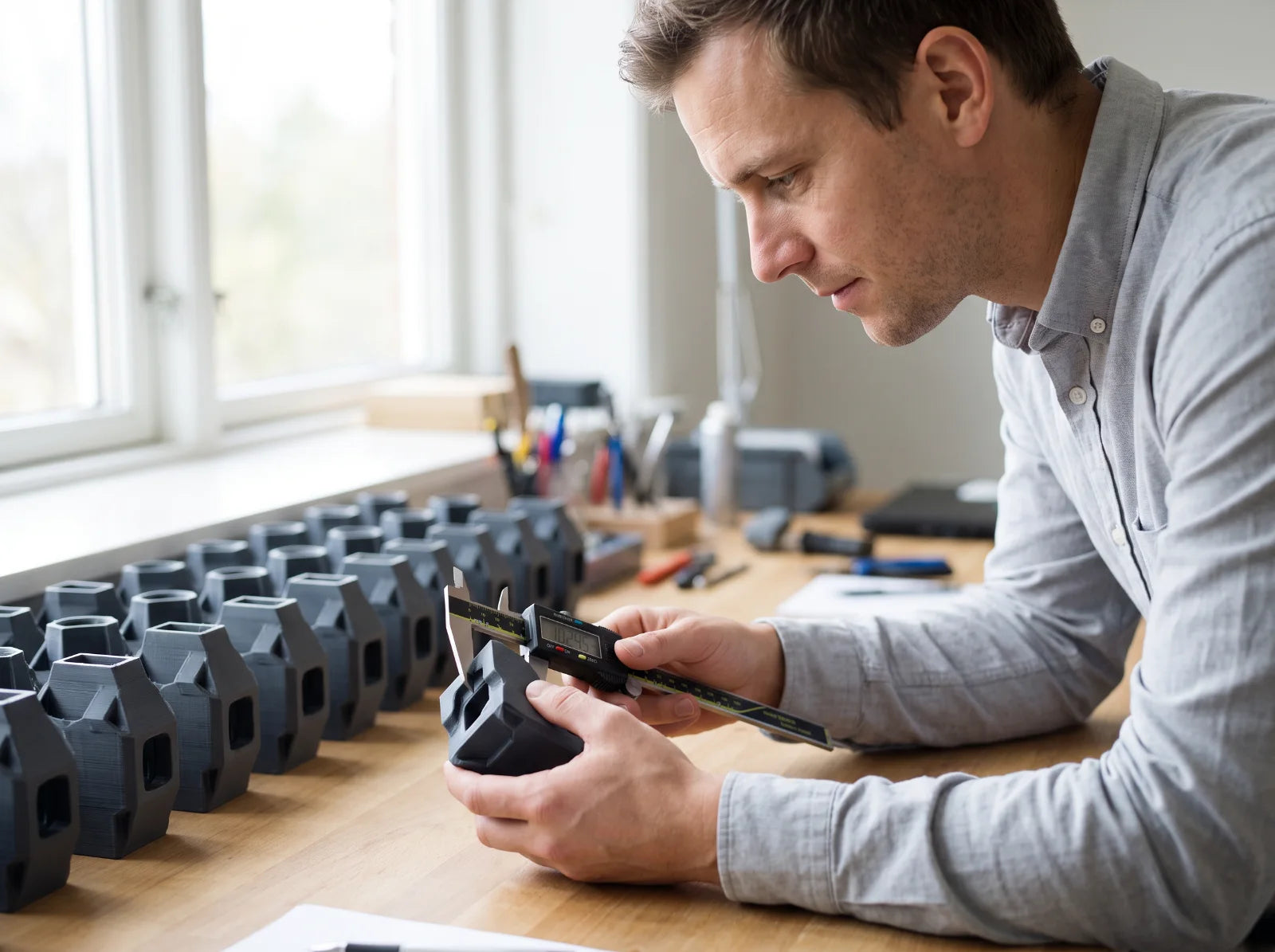 Kvalitetskontrol af printet plastføring