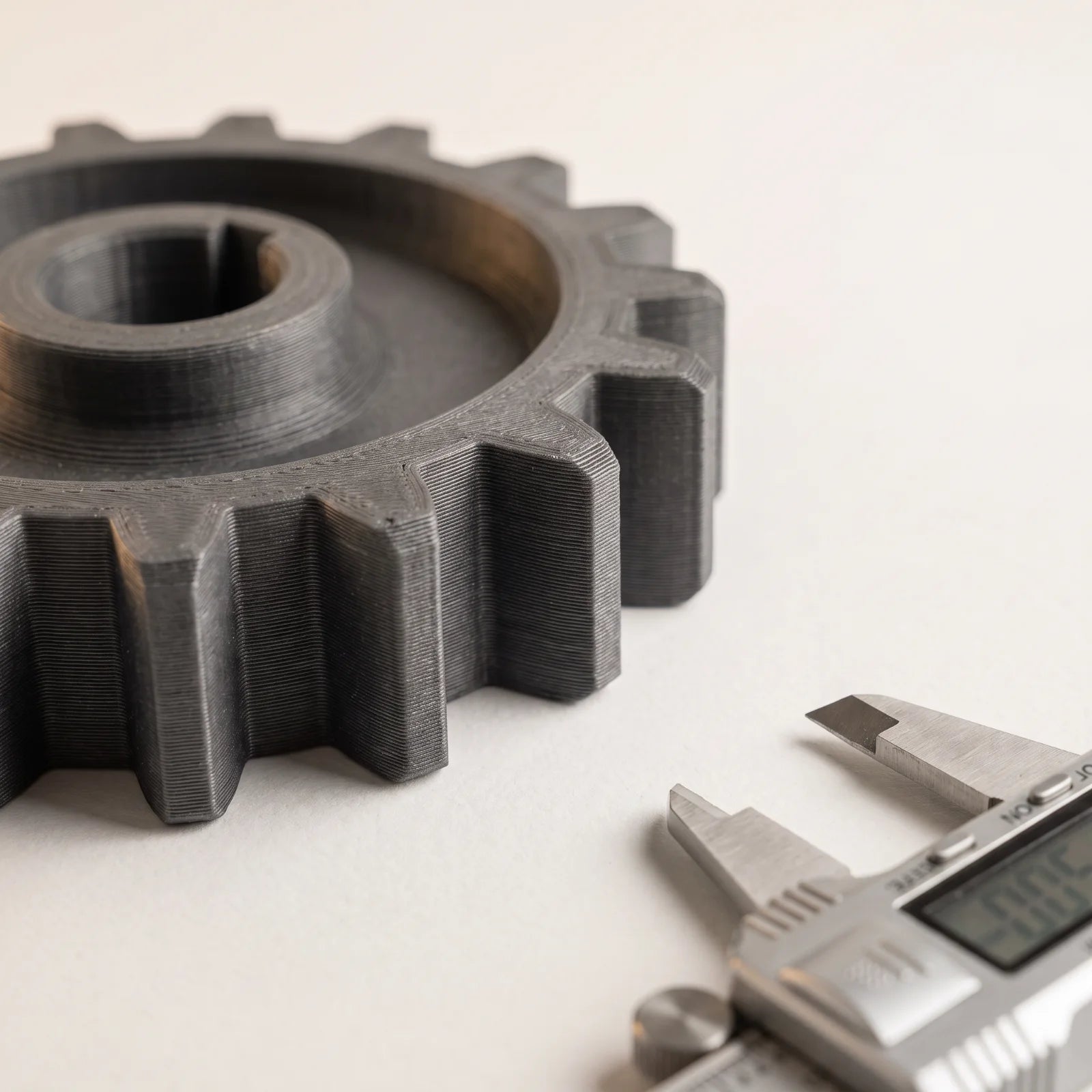 3D-printet prototype-emne i makro