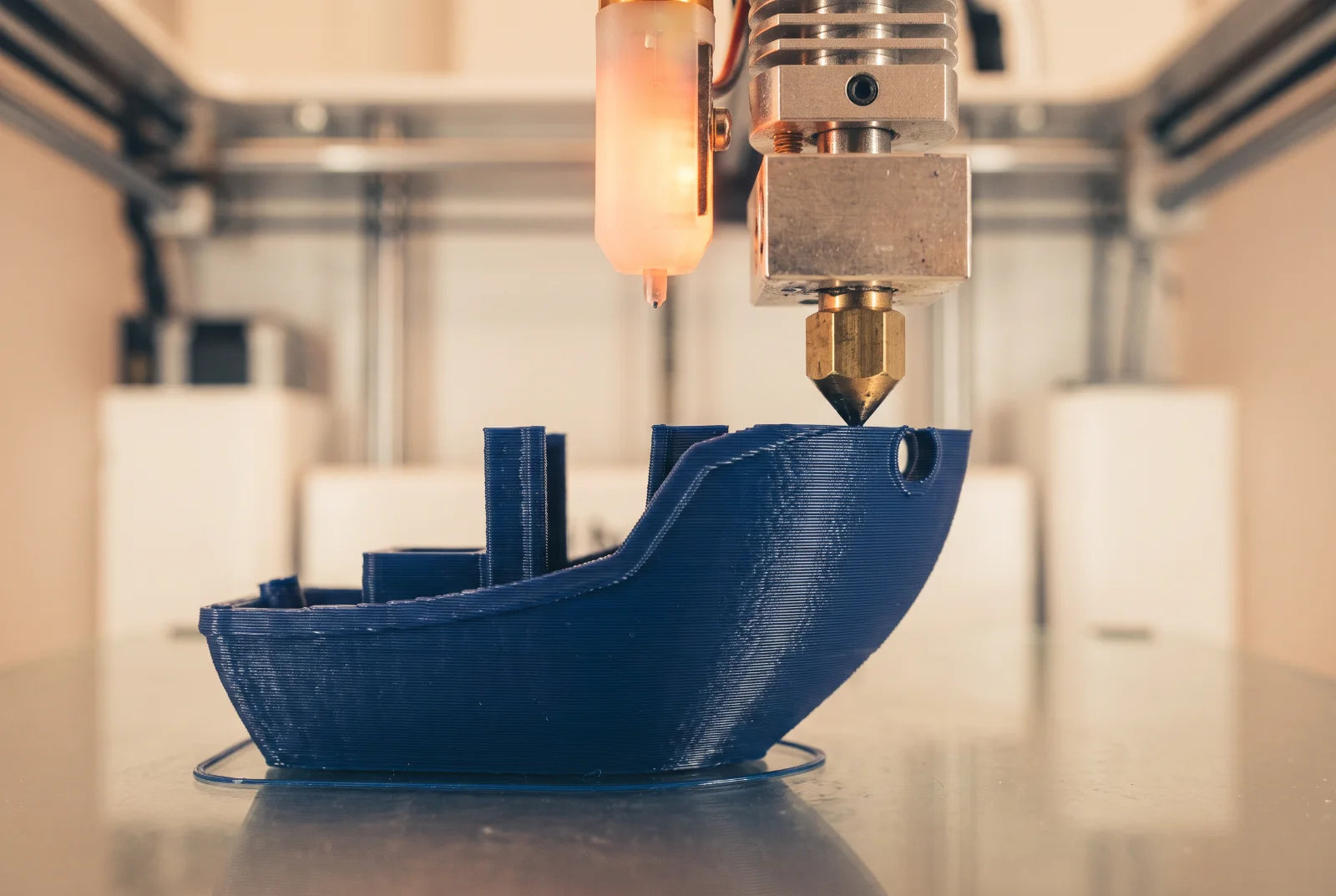 Makro af 3D-printet gitterstruktur fra Maker Factory