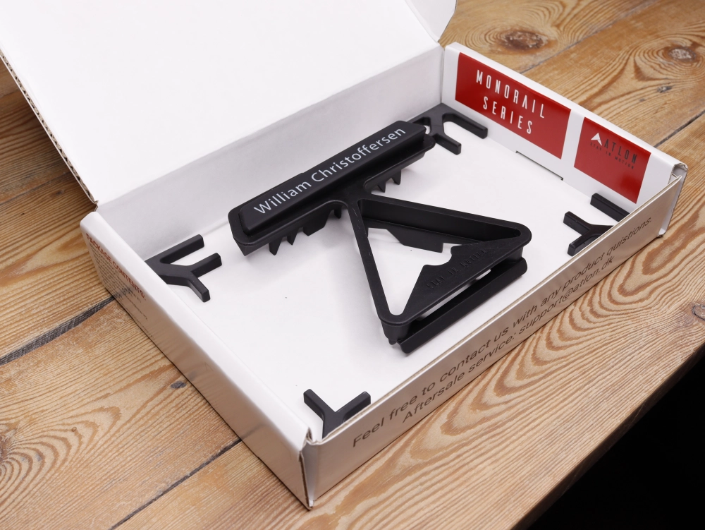 a 3d printed bike hanger in a box